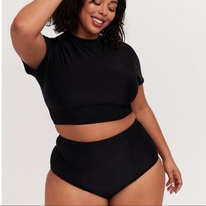 Torrid | black bikini rash guard (top only)